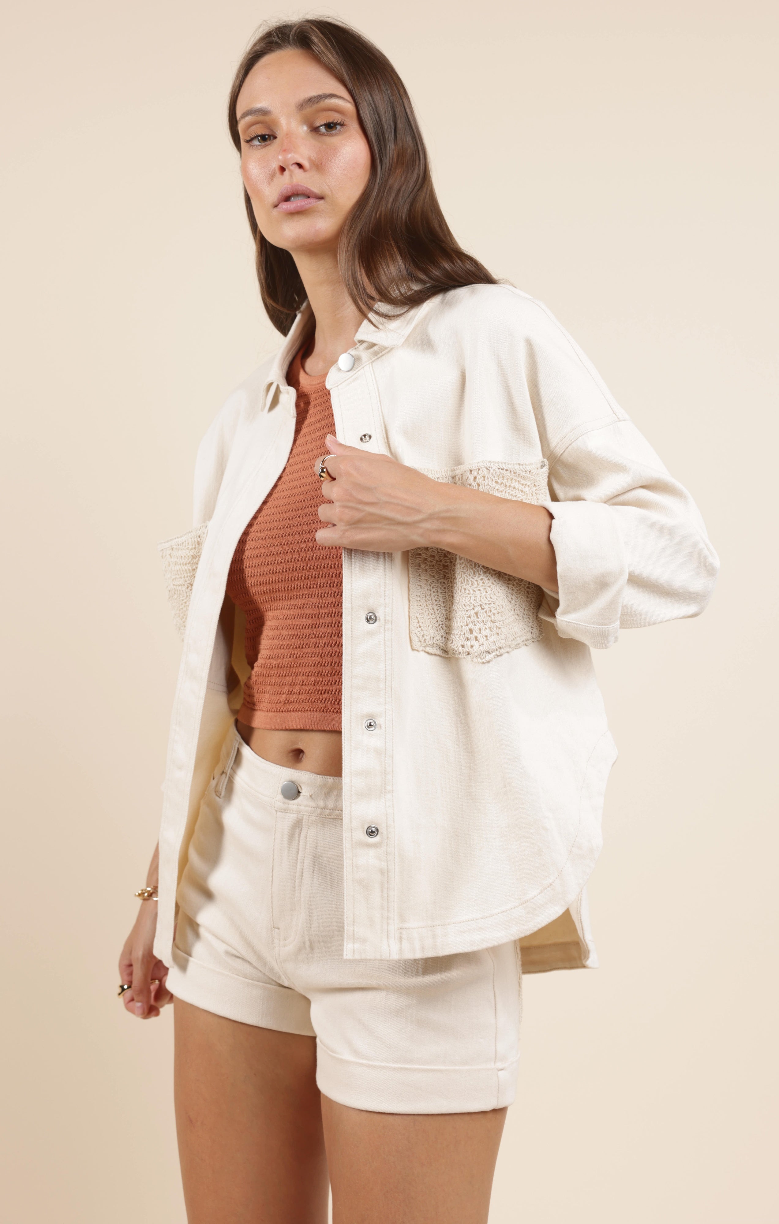 Clear Eyes Crochet Pocket Shacket