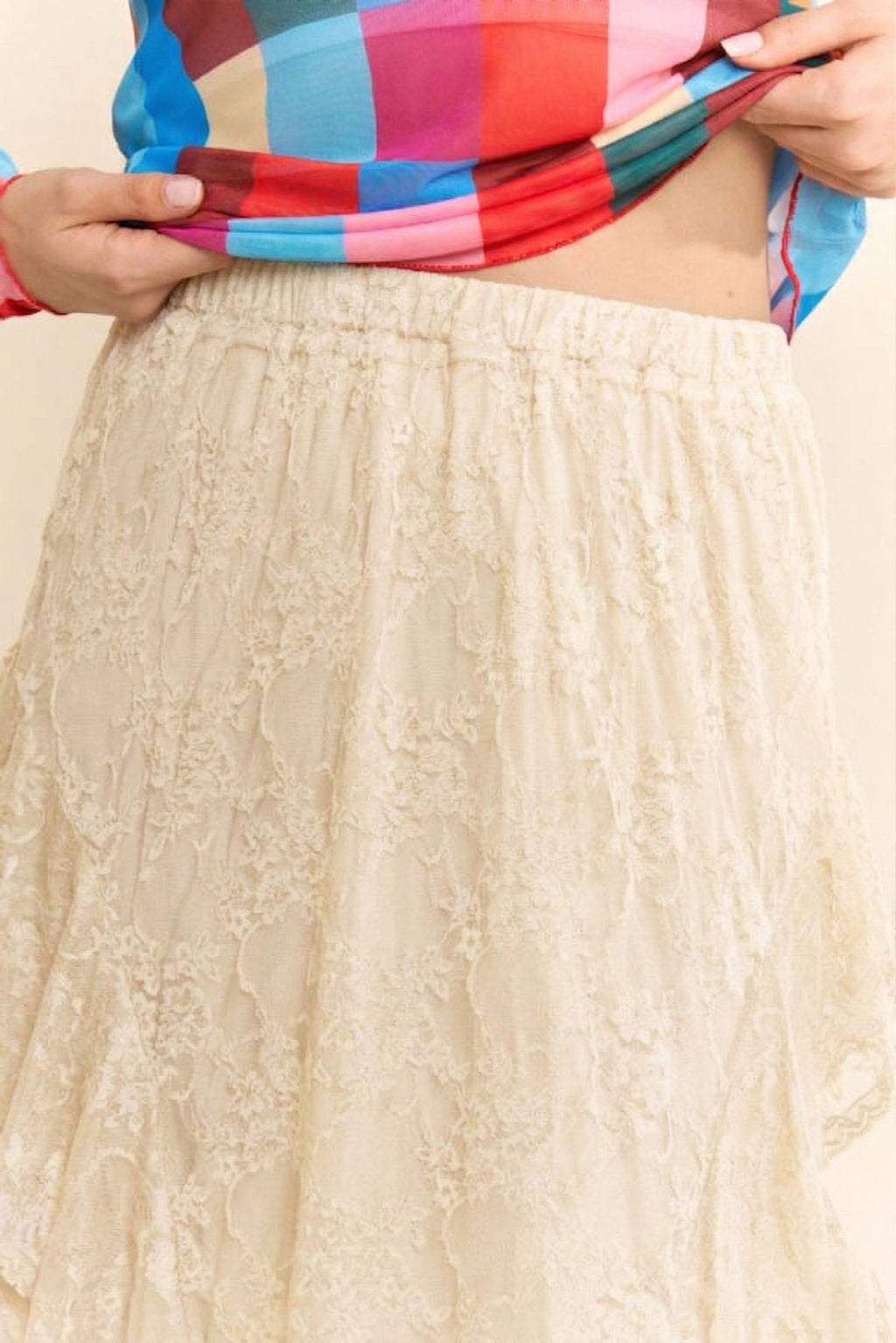 Celeste Sheer Lace Layered Maxi Skirt