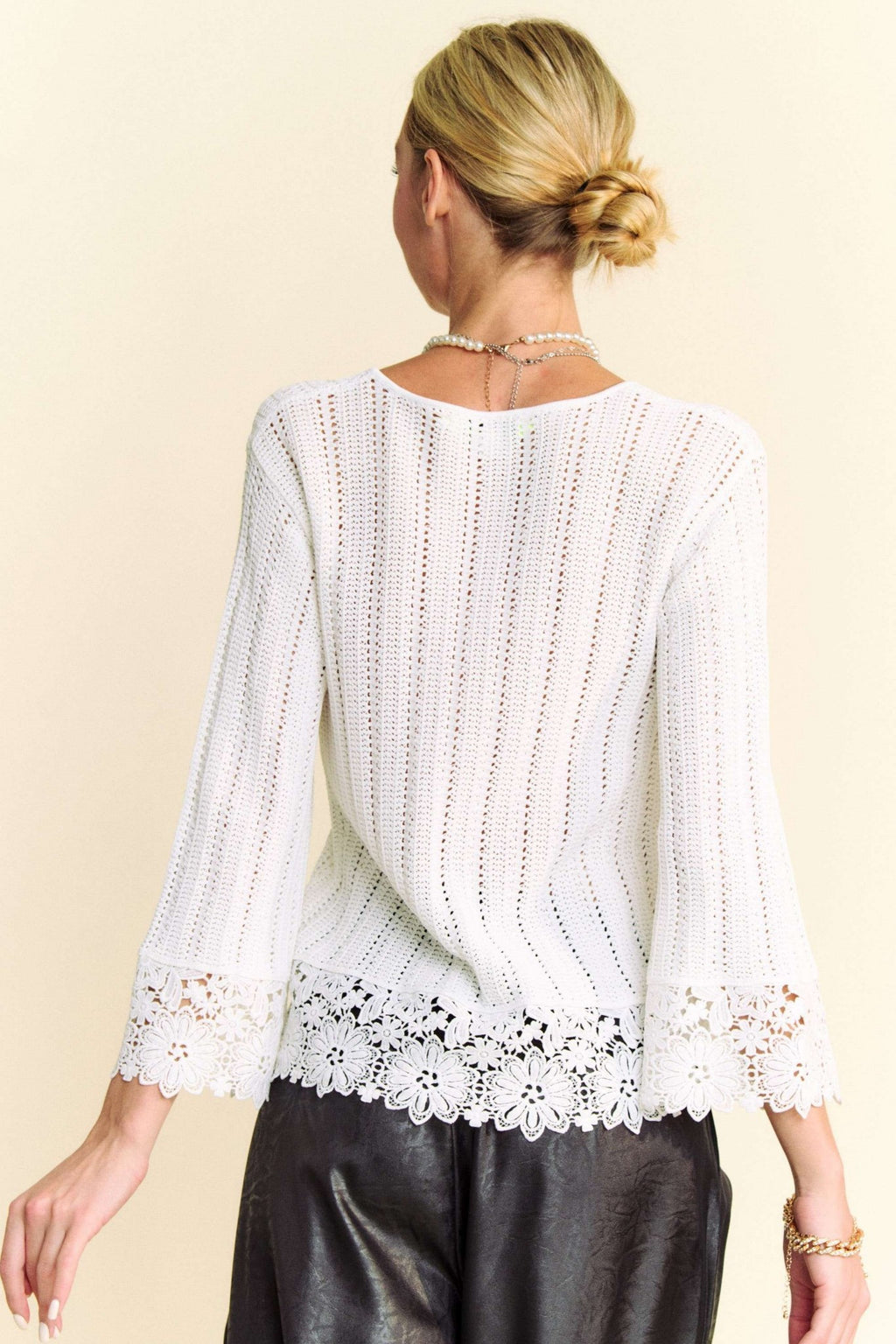 Isla Crochet Textured Knit Sweater