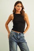Tatum Ribbed Button Detail Tank