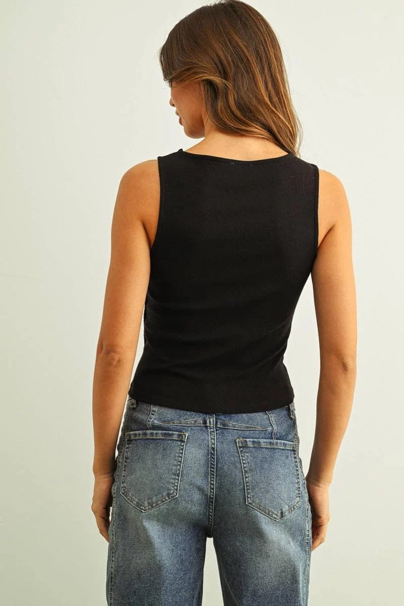 Tatum Ribbed Button Detail Tank