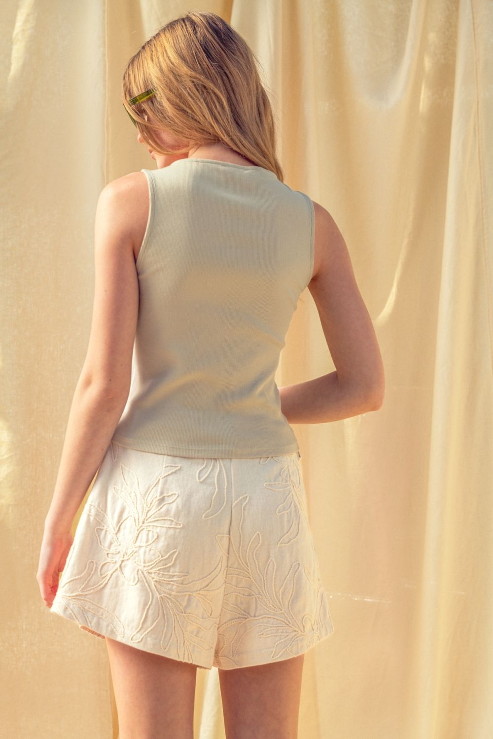 Tatum Ribbed Button Detail Tank
