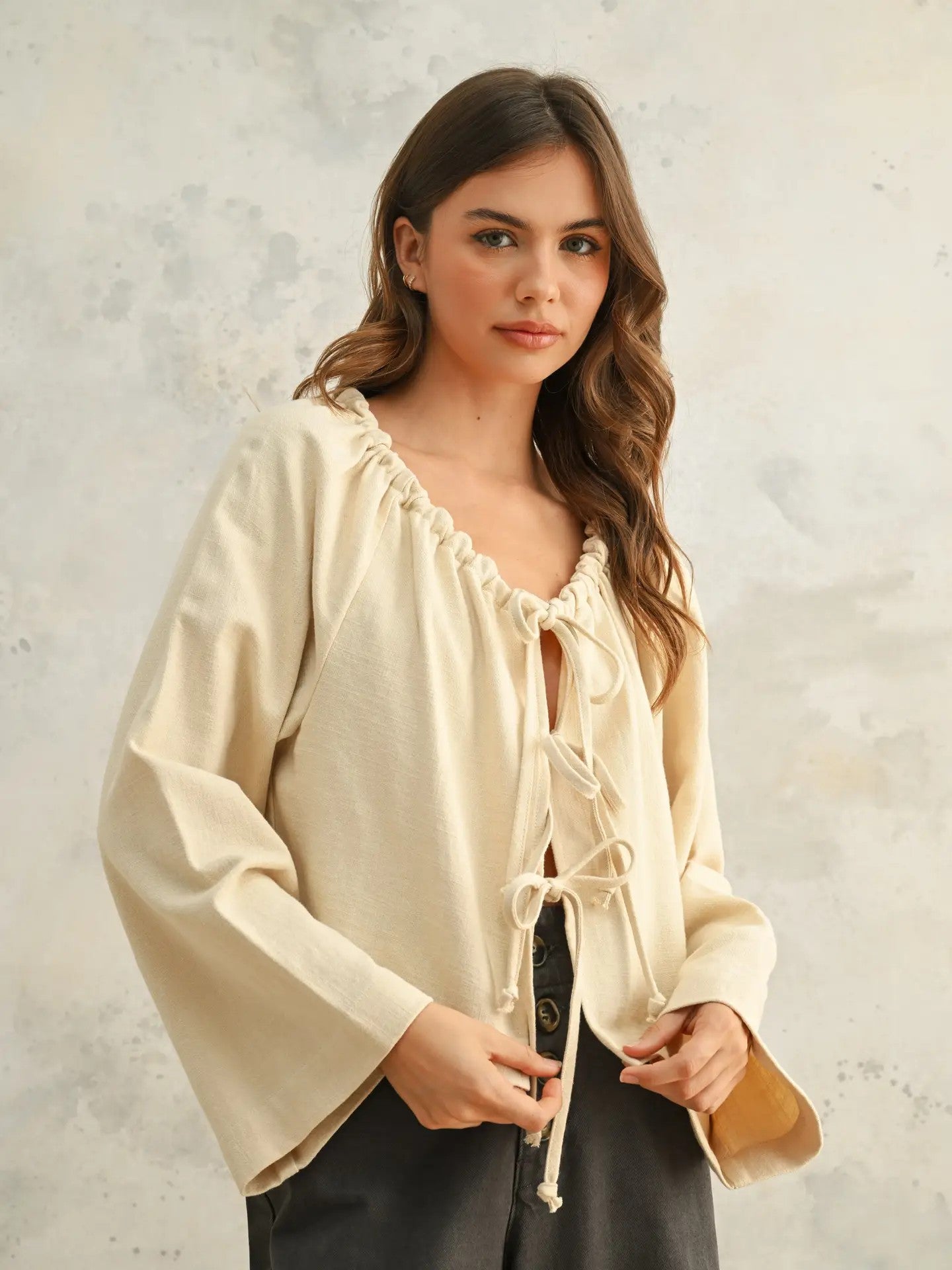 Soleil Linen Blend Tie Top