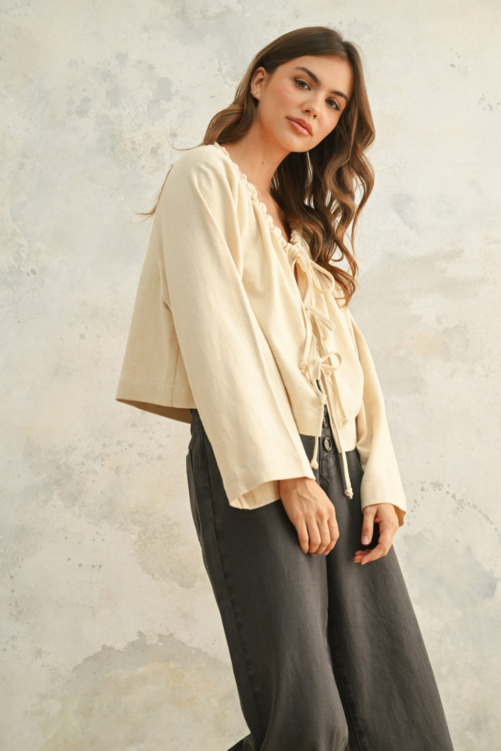 Soleil Linen Blend Tie Top