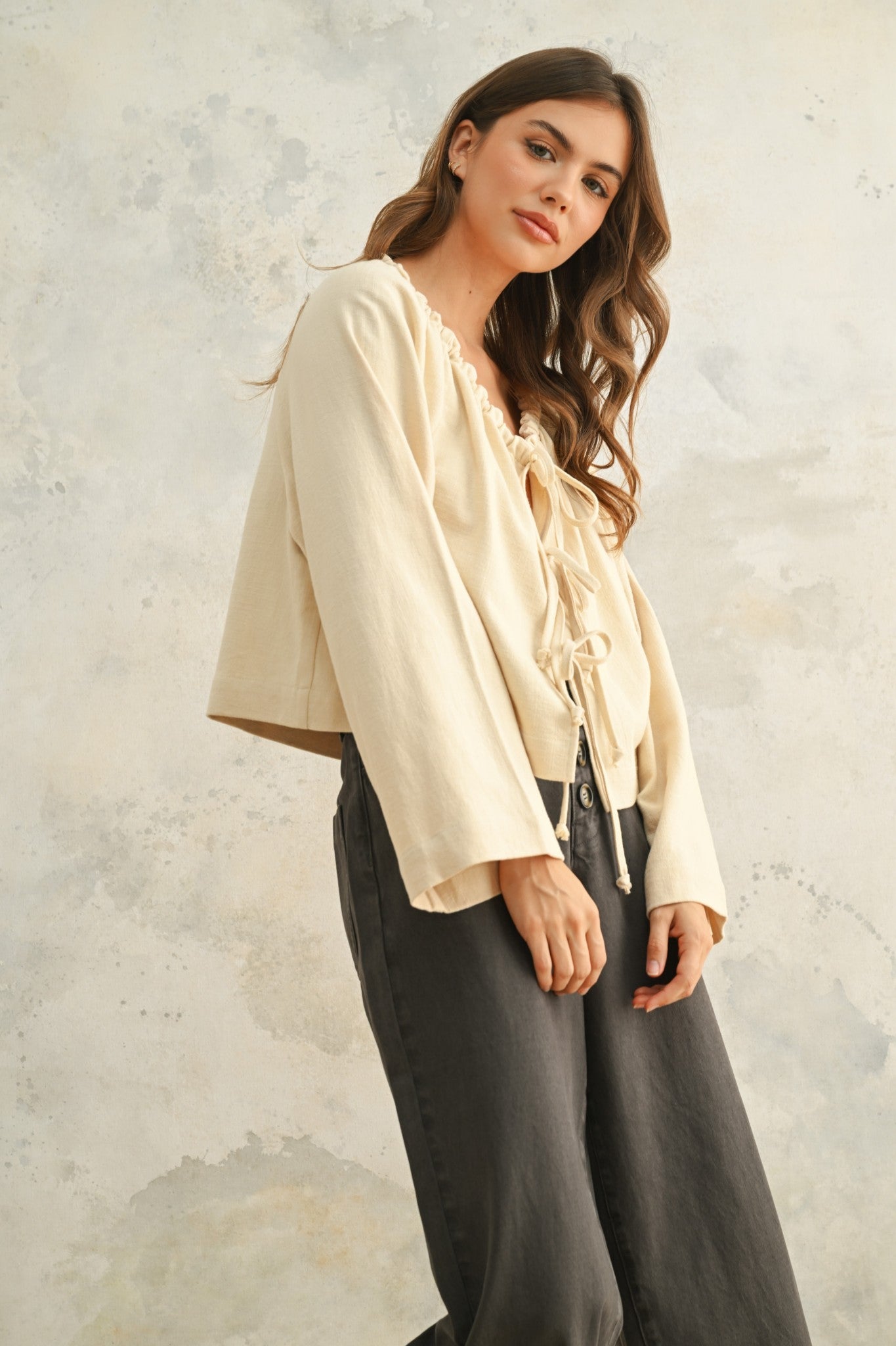 Soleil Linen Blend Tie Top