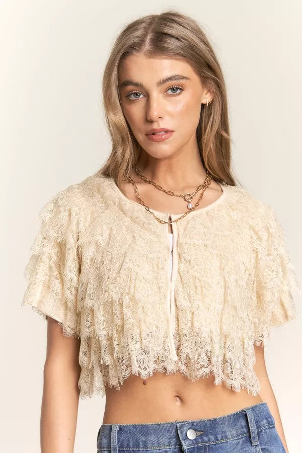 Juliette Tiered Lace Shawl Top