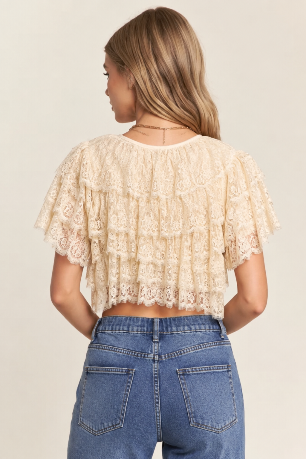 Juliette Tiered Lace Shawl Top