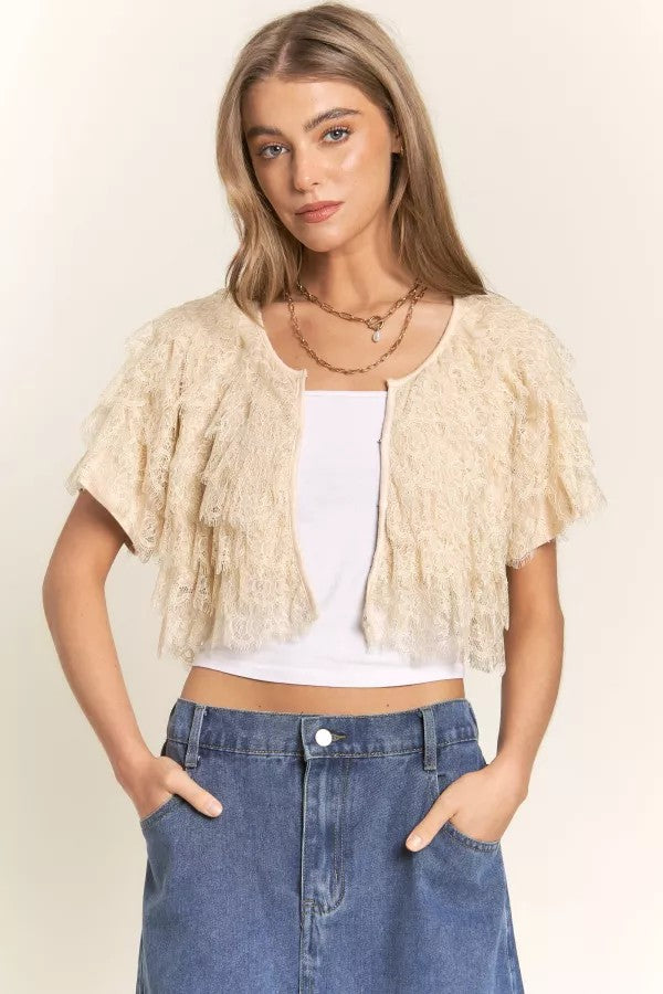 Juliette Tiered Lace Shawl Top