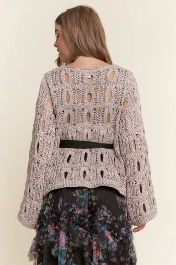 Brynn Open Knit Bell Sleeve Sweater