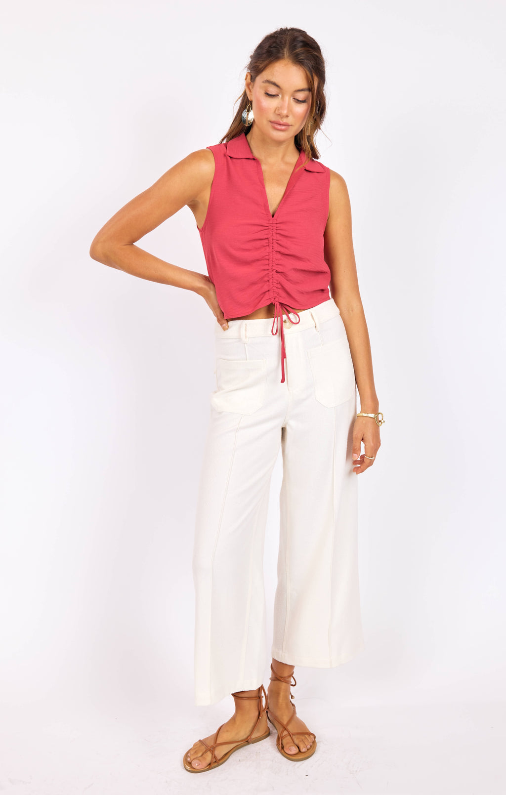 Scorched Collar Sleeveless Tank