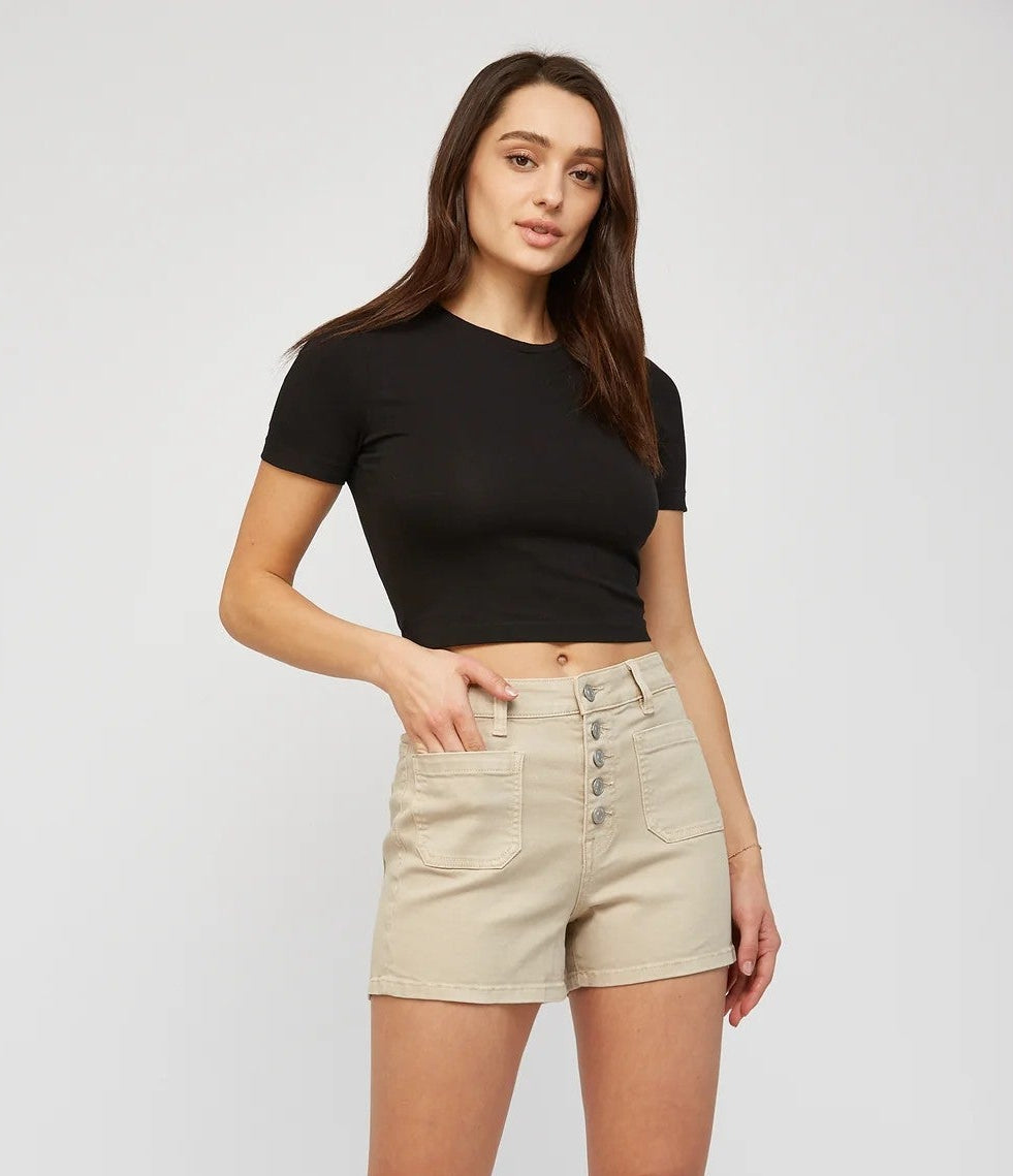 Mica Avery High Rise Front Patch Pocket Shorts