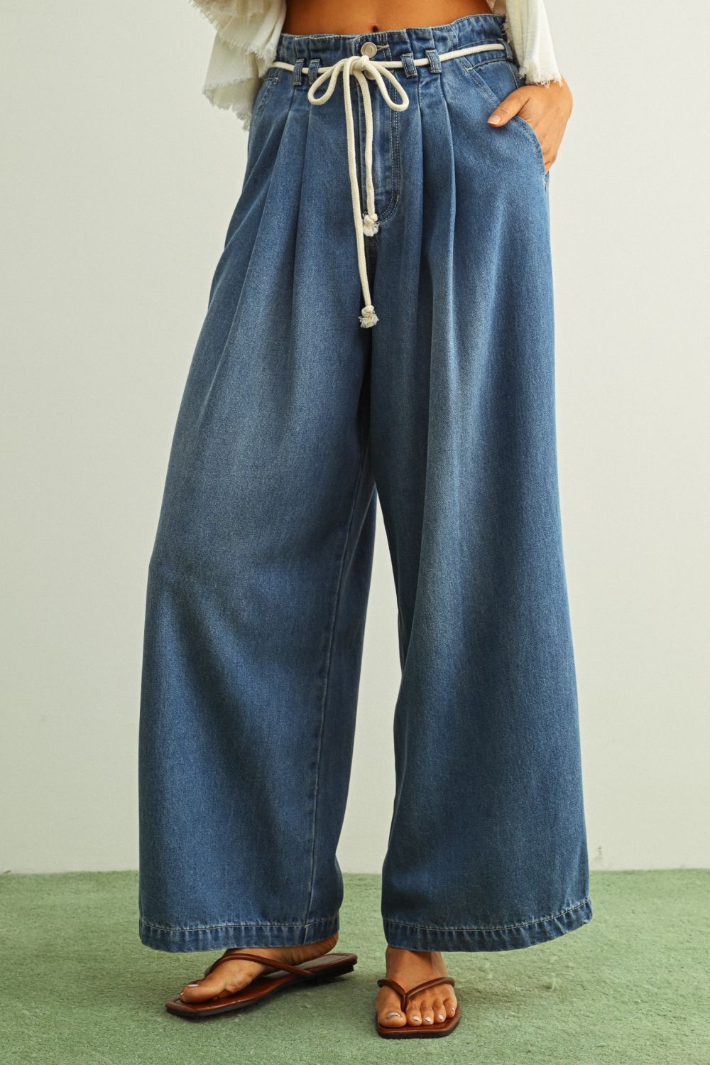 Vivienne Pleated Tencel Denim Pants