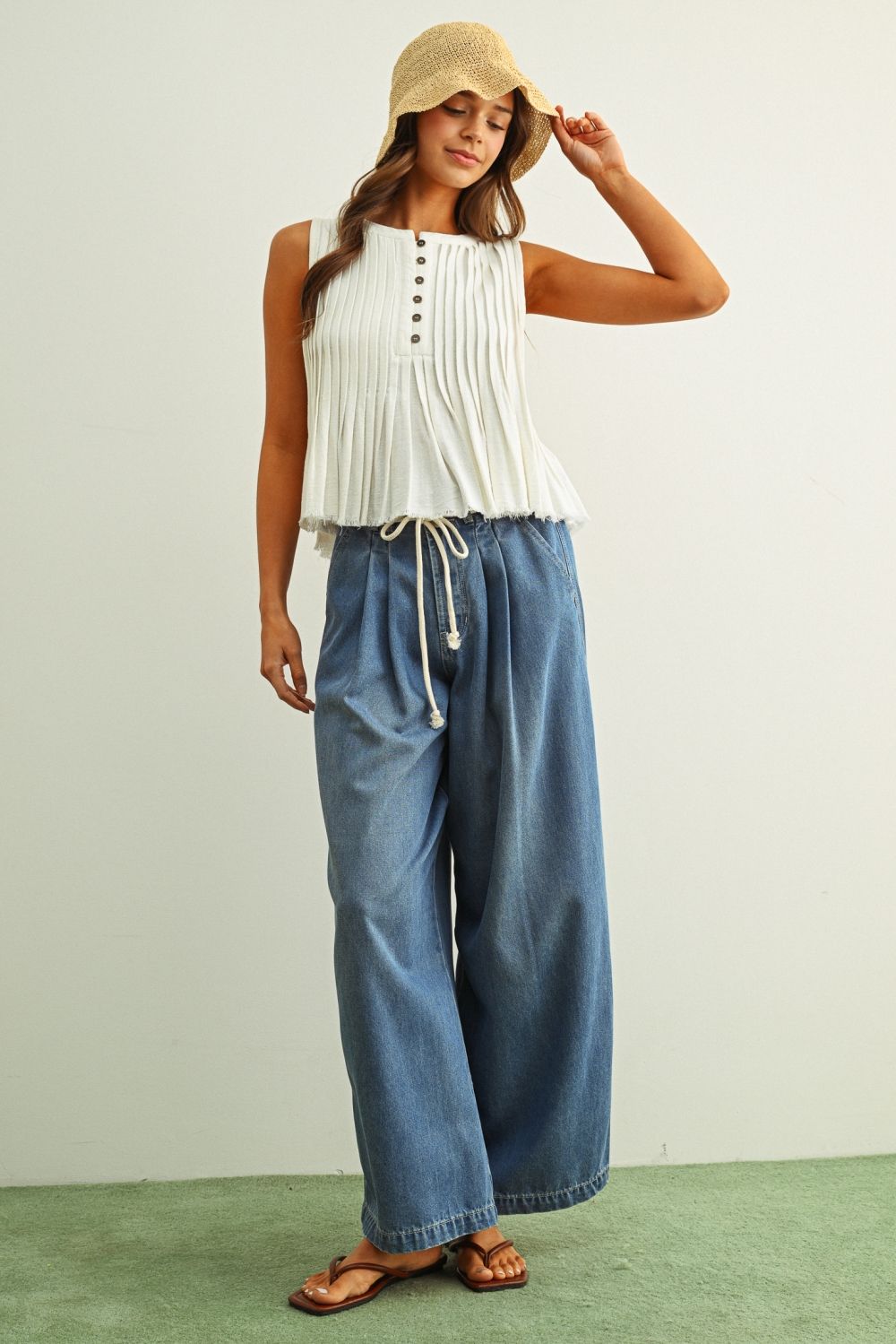 Vivienne Pleated Tencel Denim Pants