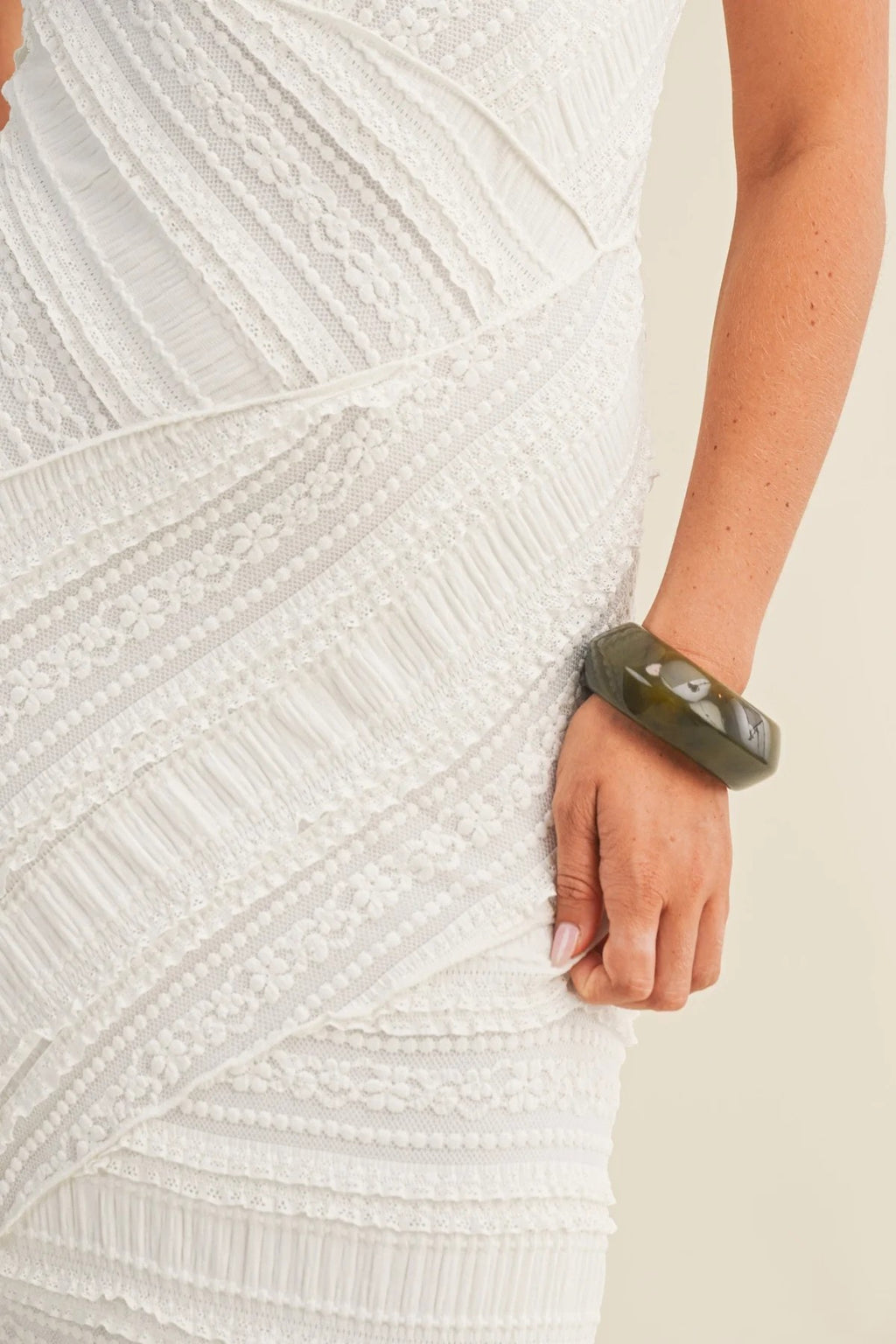 Isabelle Textured Diagonal Lace Midi Dress