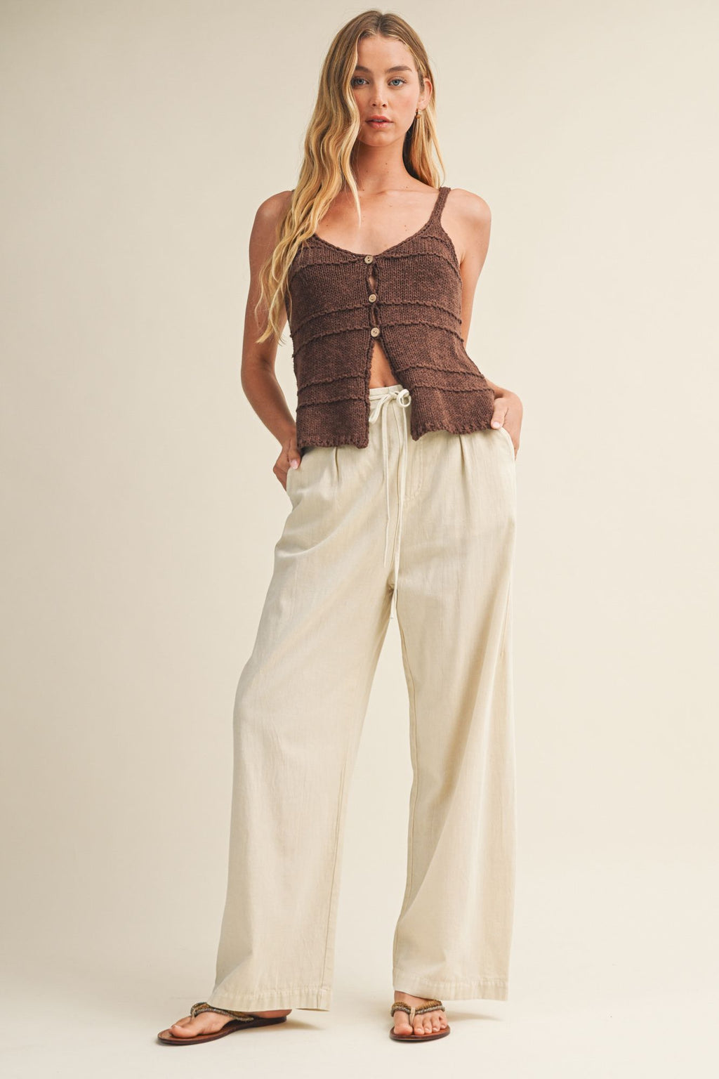Maren Button Front Sweater Tank