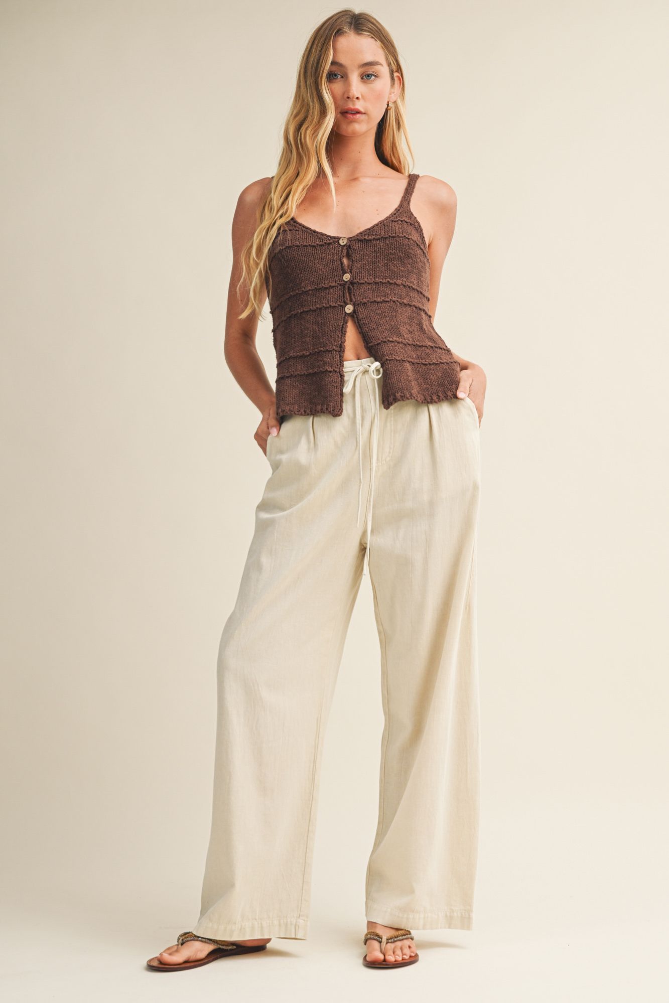 Maren Button Front Sweater Tank
