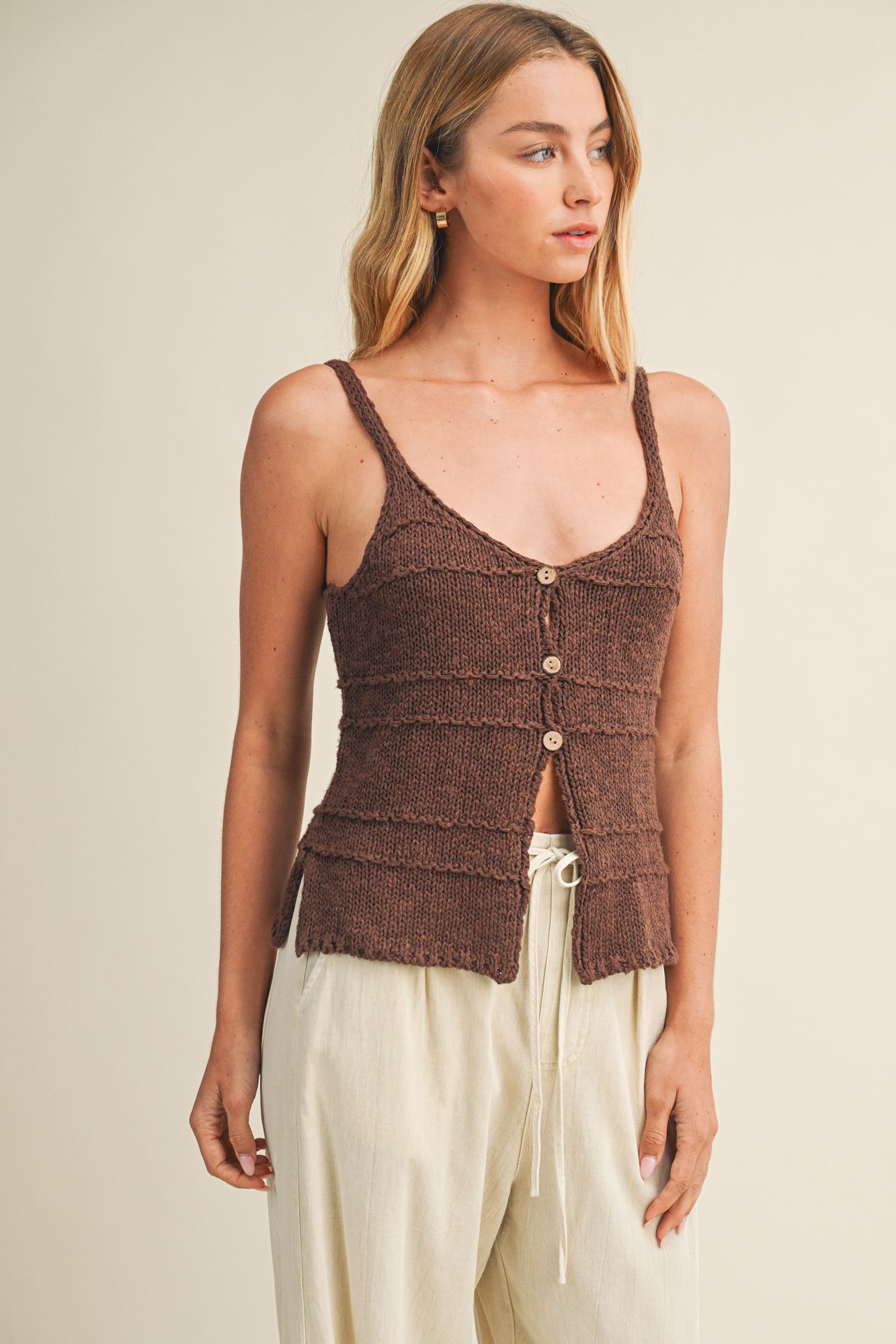 Maren Button Front Sweater Tank