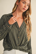 Darcy Striped Twist Front Blouse