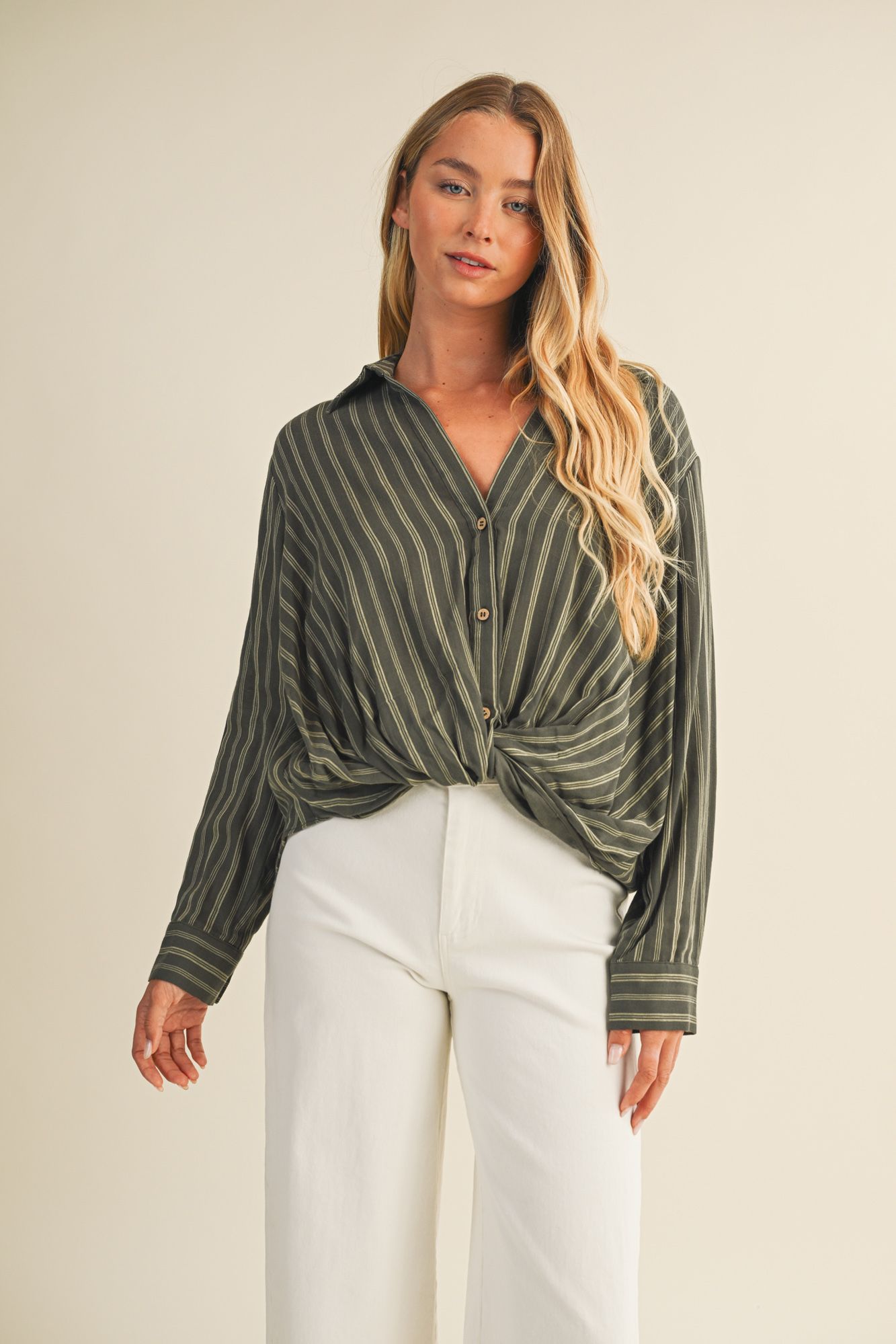 Darcy Striped Twist Front Blouse