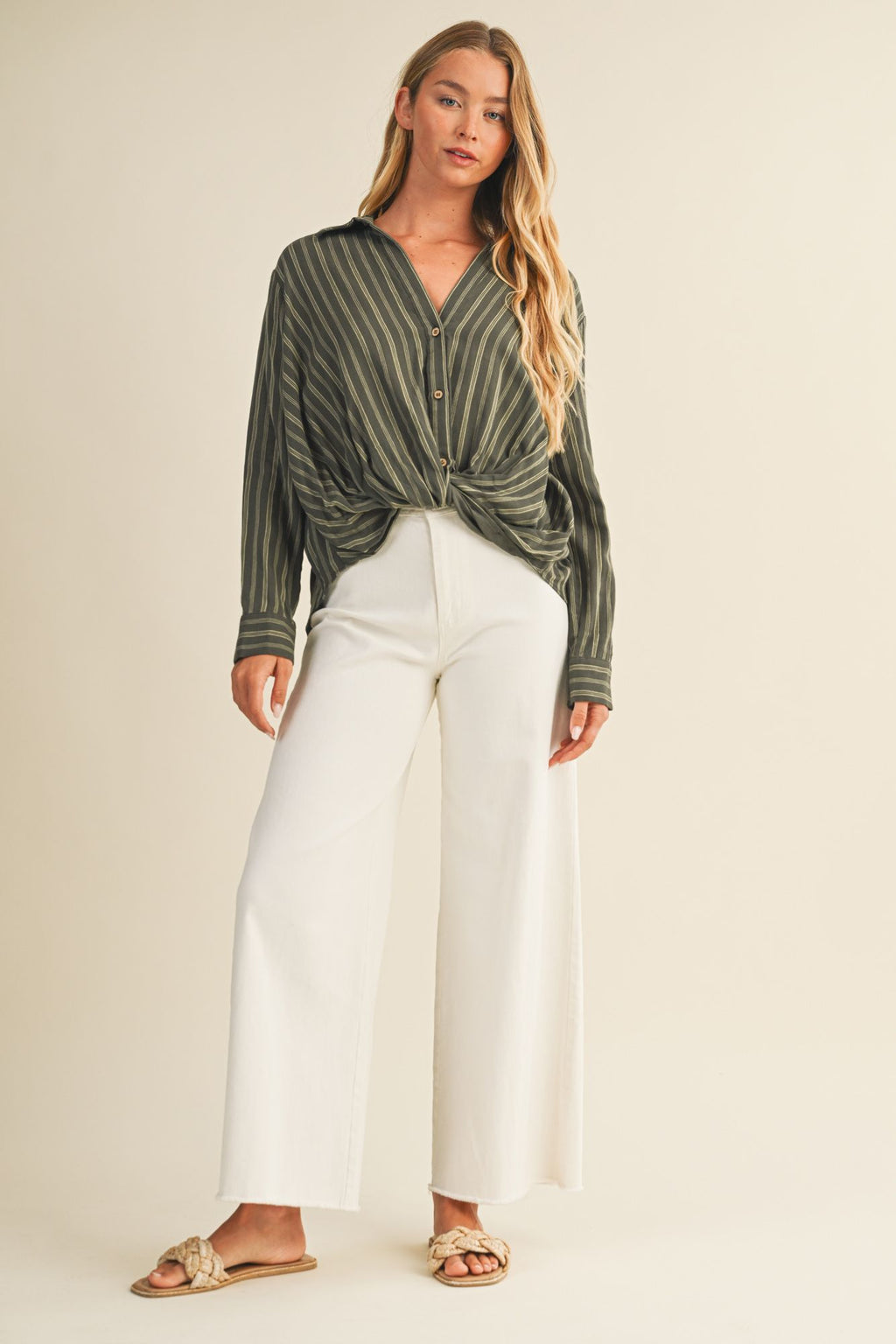 Darcy Striped Twist Front Blouse