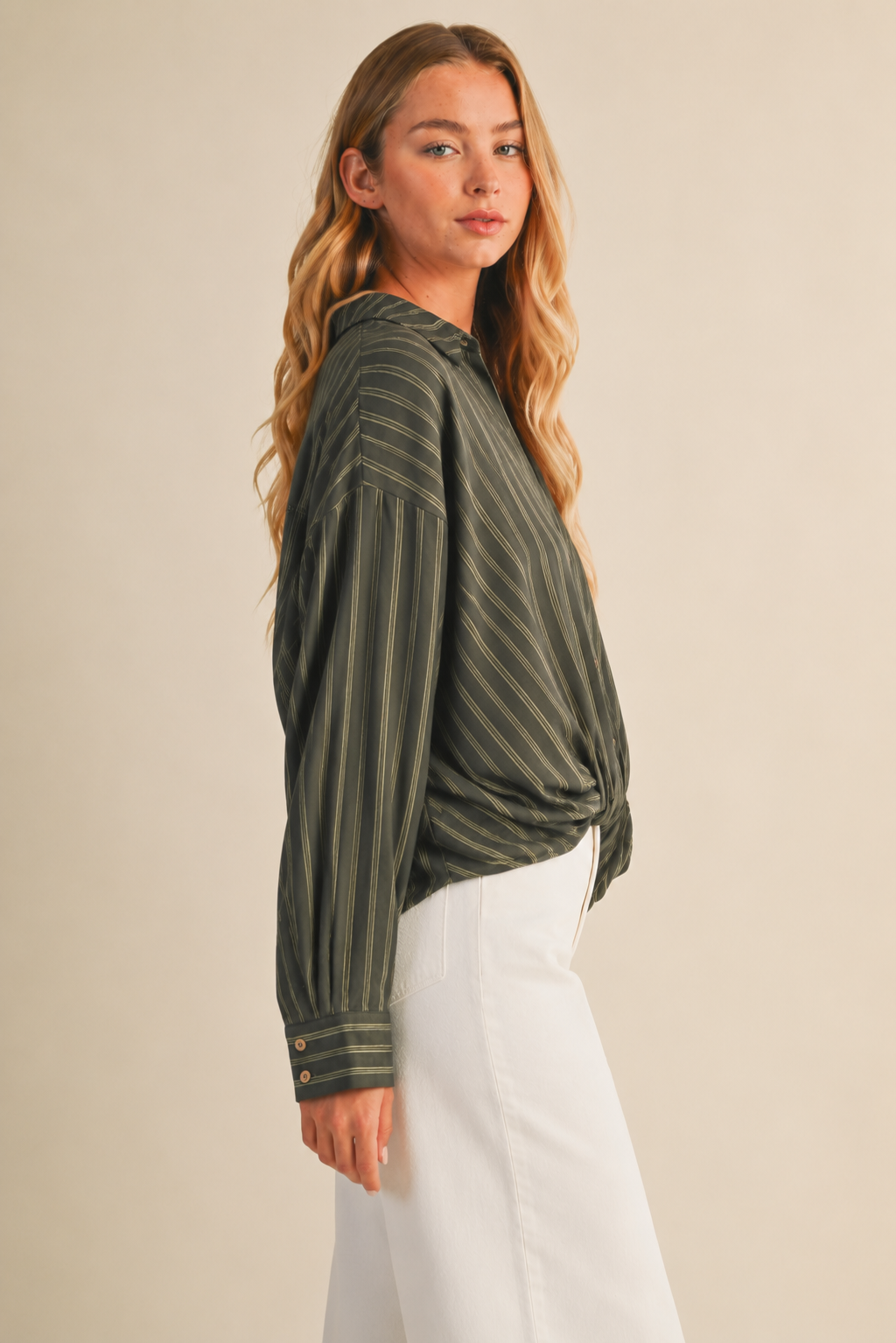 Darcy Striped Twist Front Blouse