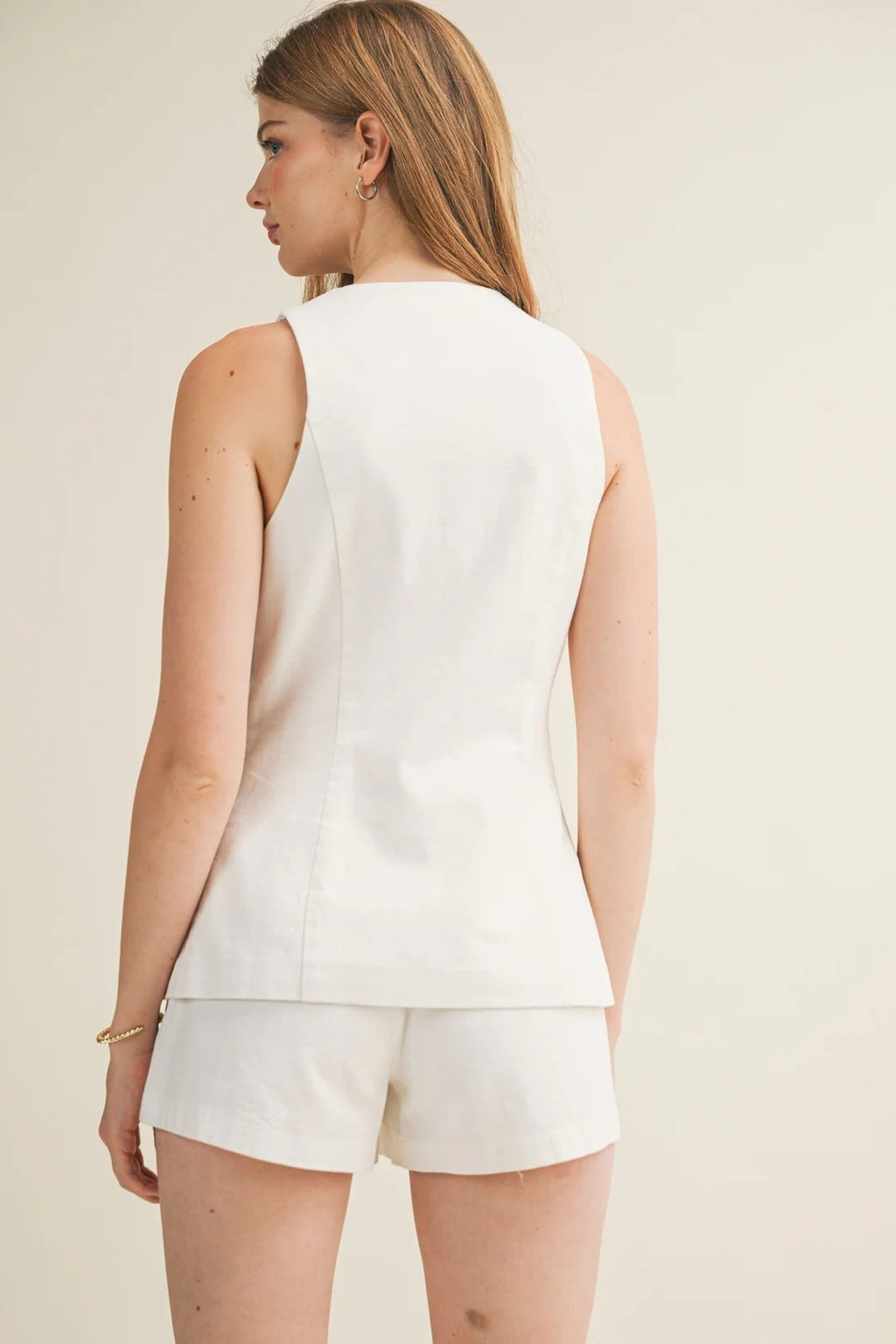 Blair Asymmetric Textured Linen Vest