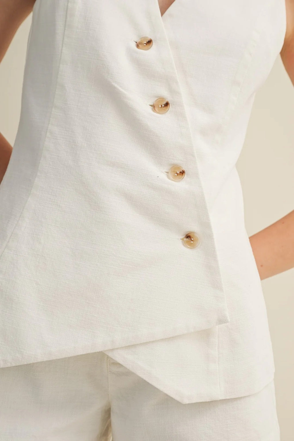 Blair Asymmetric Textured Linen Vest