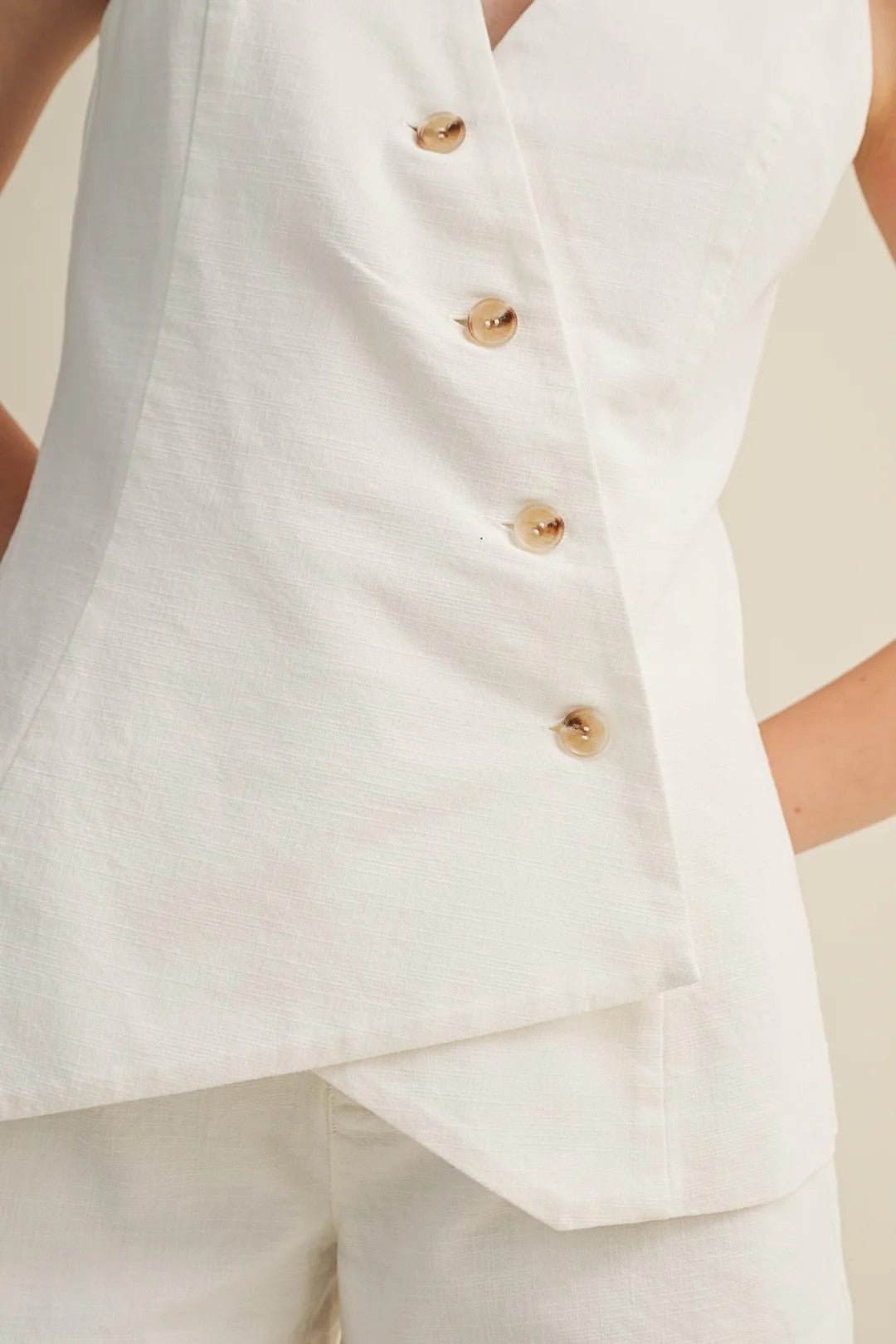 Blair Asymmetric Textured Linen Vest
