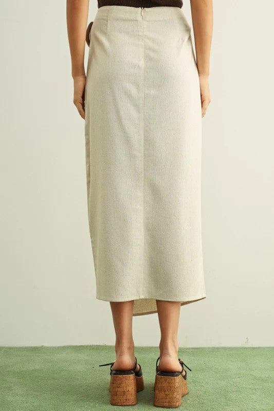 Isla Linen Wrap Midi Skirt