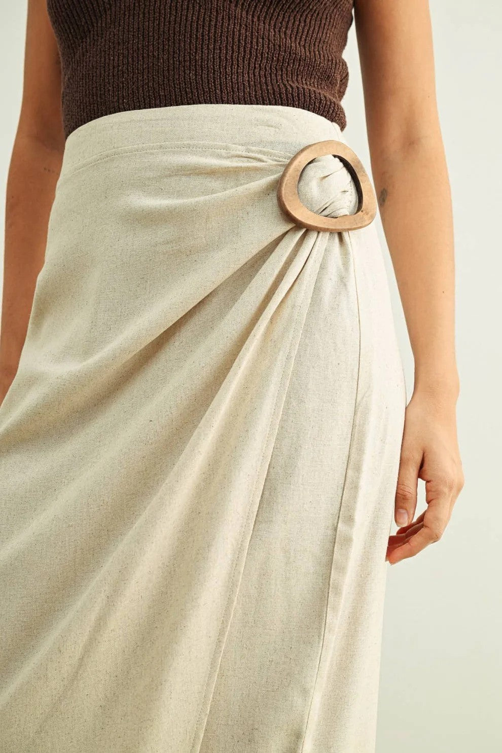 Isla Linen Wrap Midi Skirt