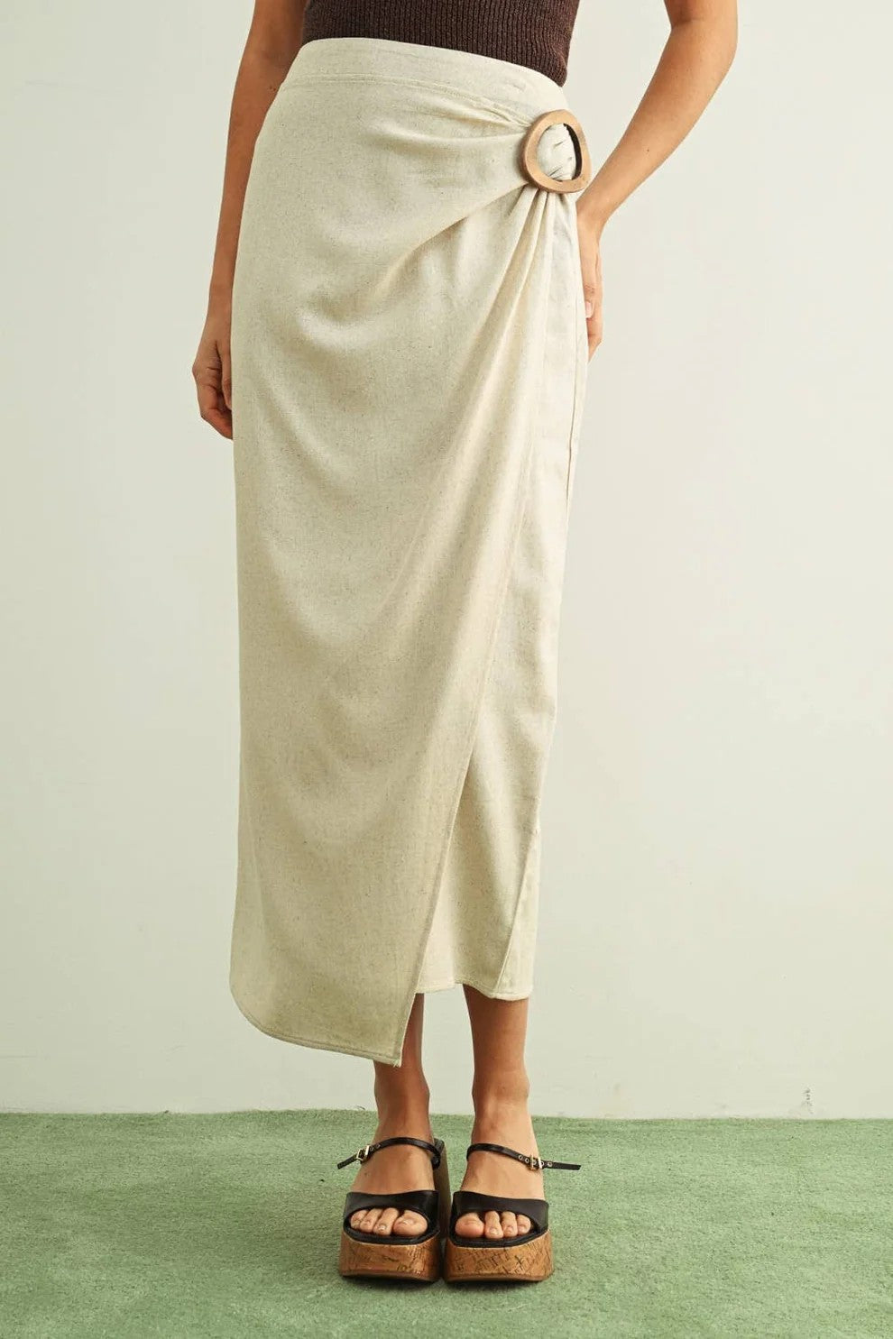 Isla Linen Wrap Midi Skirt