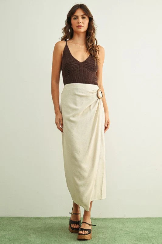 Isla Linen Wrap Midi Skirt