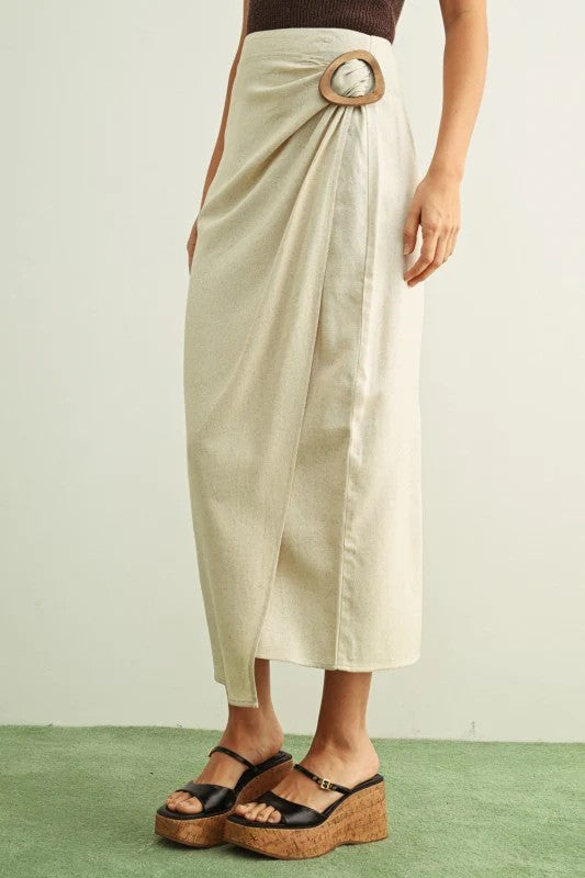Isla Linen Wrap Midi Skirt