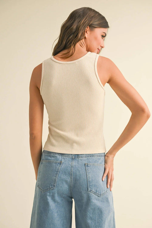Aria Twisted Detail Ribbed Tank
